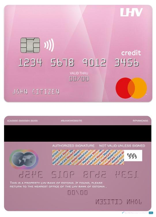 Download Estonia LHV bank credit mastercard Photoshop template